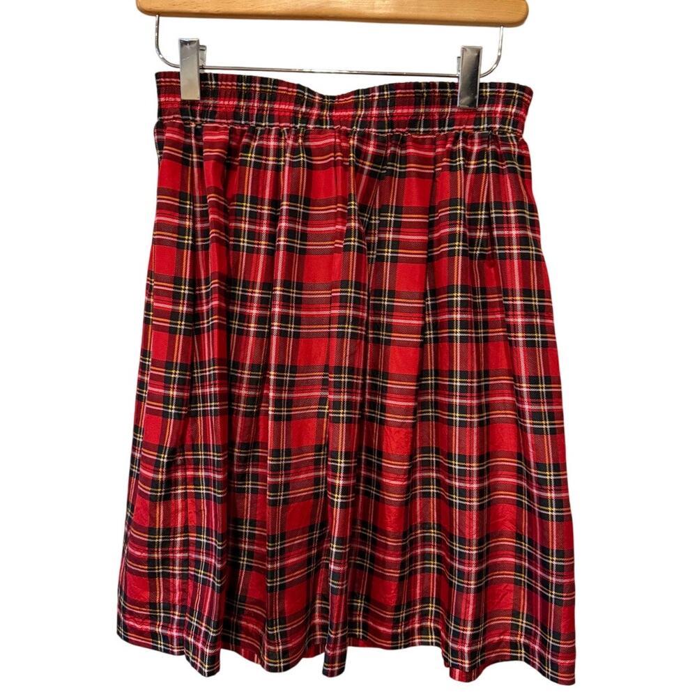 Vintage Y2K The Limited Tartan Plaid Pleated Silk Skirt M
